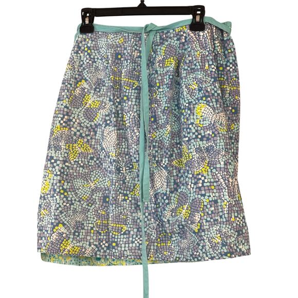 Vintage Reversible Wrap Skirt Colorful Butterflies Peacock Leopard Preppy Beachy - Picture 3 of 13